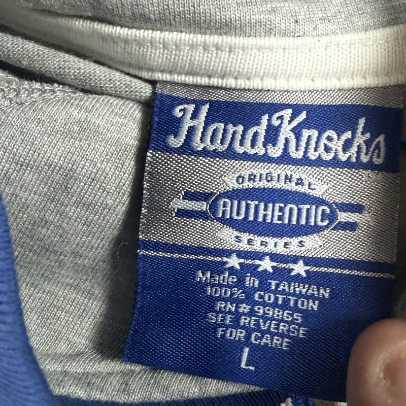 VTG Hard Knocks Authentics Baseball Jersey Mens Large Cotton Button Grey gallery