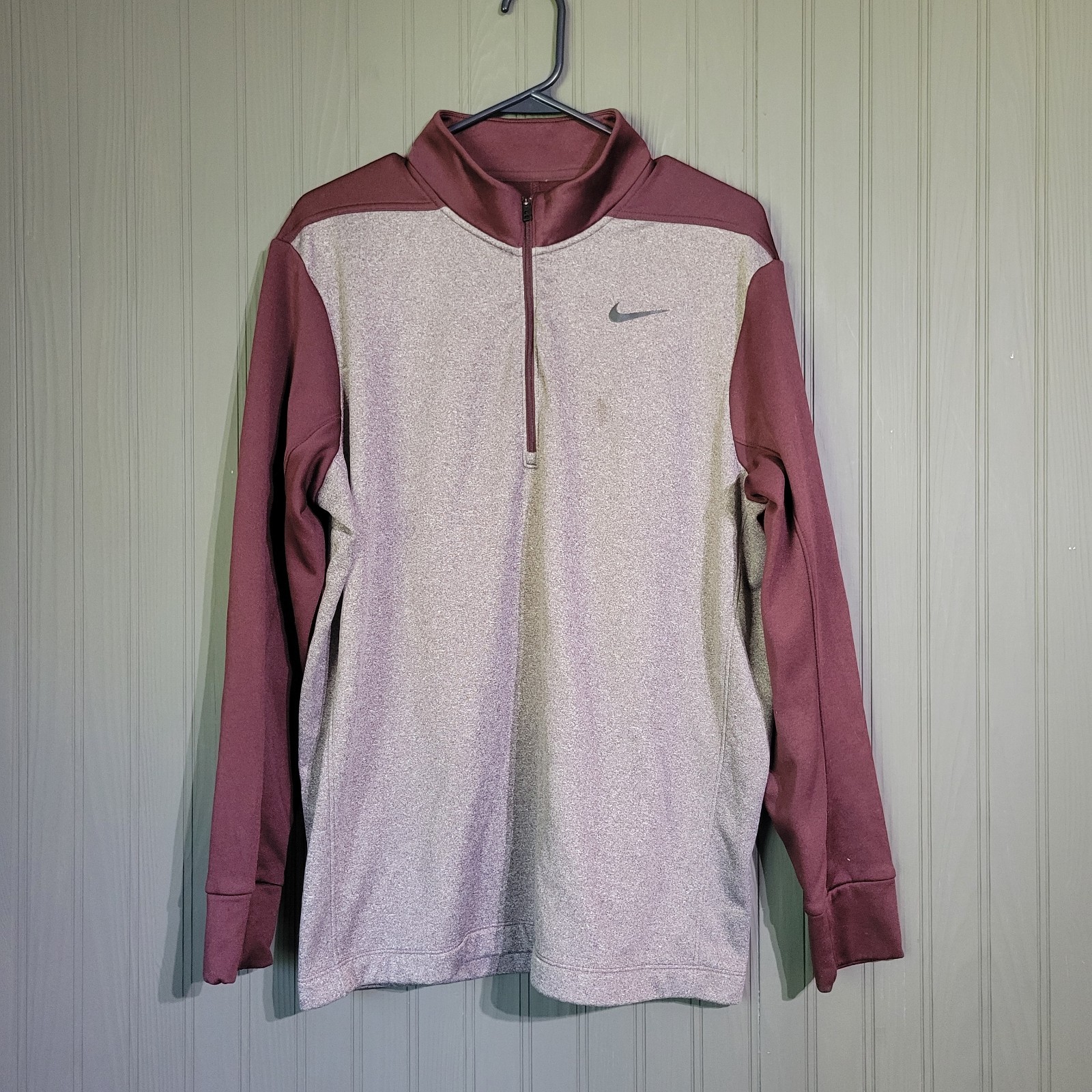 Nike Dr-Fit Long Sleeve Quarter Zip Pullover Sweater Maroon Red Men's Large gallery