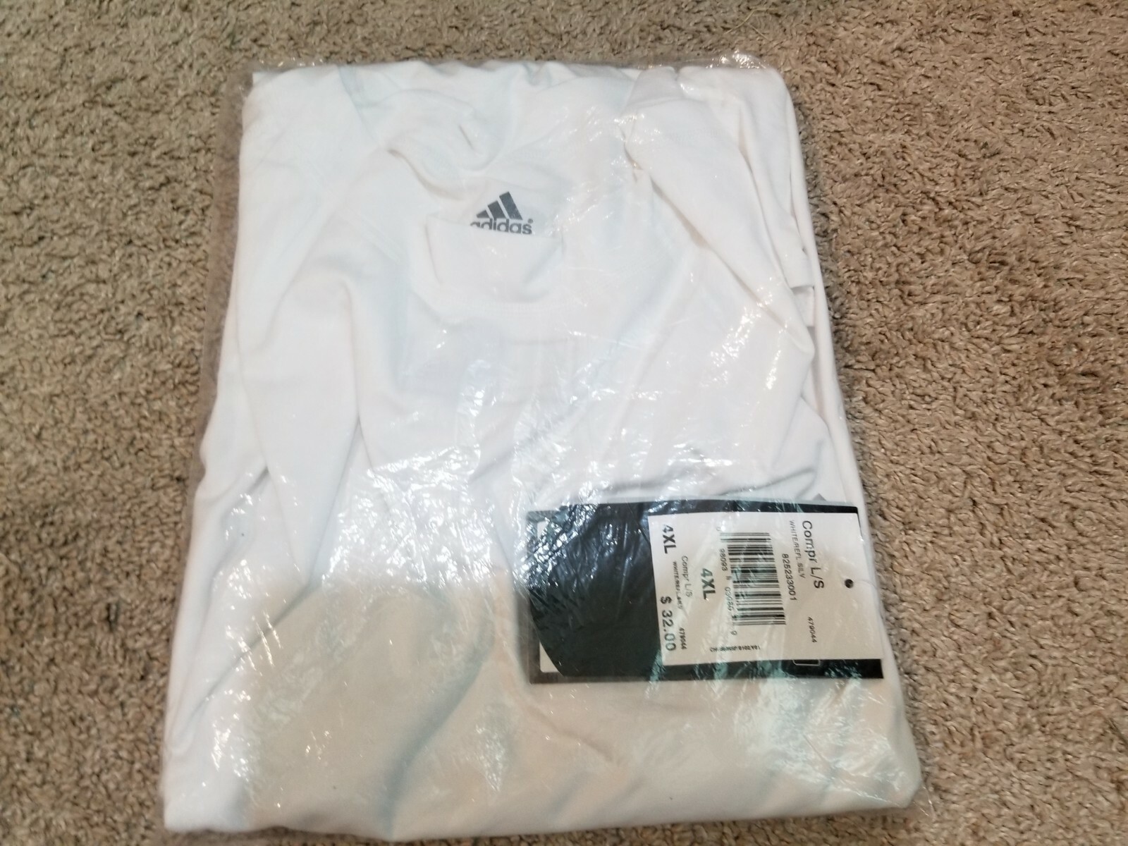 Adidas Climalite U2020000 Compr L/S White/Reflex.Silver Men's Size 4XL gallery