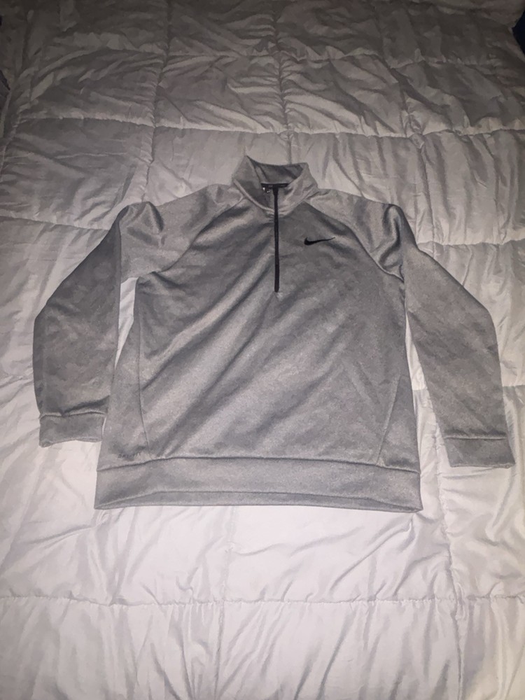 Nike Pro Dri-FIT Pullover Mens L Gray Half Zip Athletic Training Running Top
