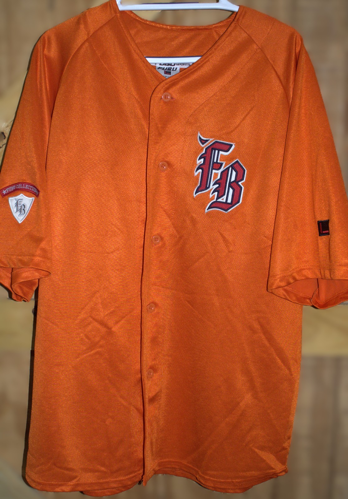 Vintage FUBU 05 Baseball Jersey Men’s XL Orange Korea Made Hip Hop Y2K Button Up gallery