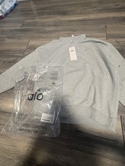 Alo Men’s Gray 1/4 Zip Pullover Sweatshirt Mock Neck Cotton Blend Size S