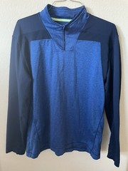 Champion Blue Two Tone Quarter Zip Long Sleeve Men’s Running Pullover Size M