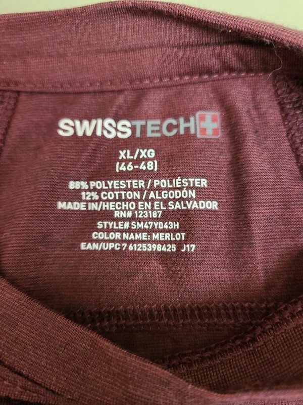 New With Tags Swiss Tech Performance Gear Maroon Long Sleeve XL/XG (46-48)  gallery