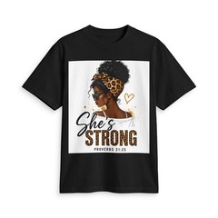 She’s Strong Black Woman Portrait T-Shirt | Proverbs