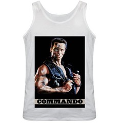 Commando Arnold Schwarzenegger Film Poster Regular Fitted White Vest Top