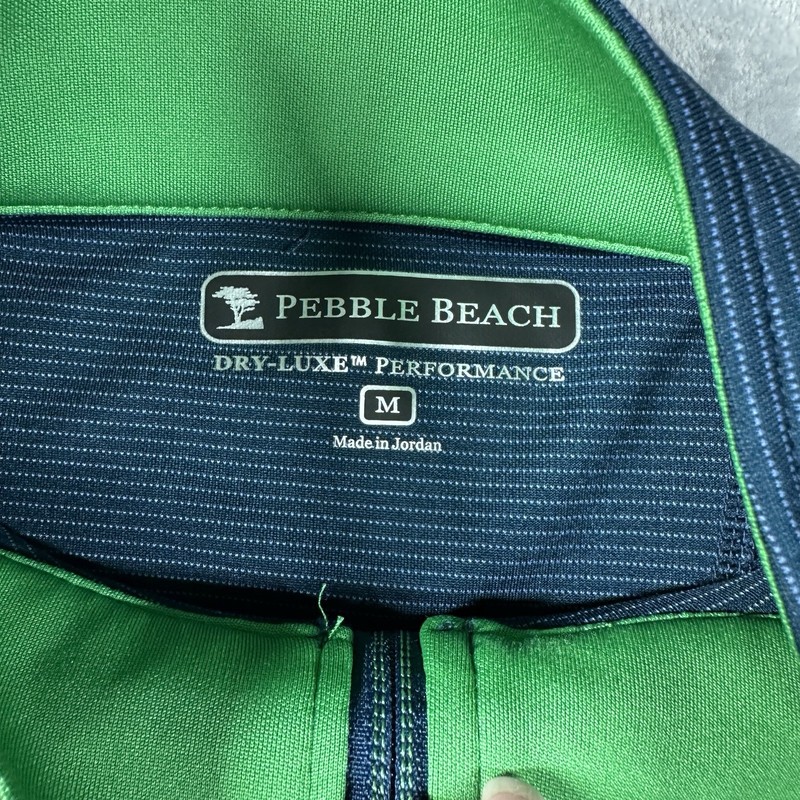 Pebble Beach Golf Performance 1/4 Zip Pullover Dry-Luxe Green/Blue Medium gallery