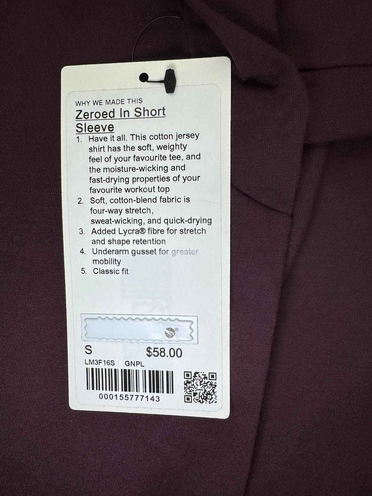 lululemon Zeroed In Short-Sleeve Shirt, Goodnight Plum. Choose Your Size. NWT gallery