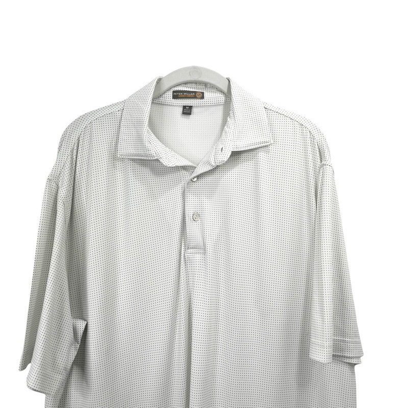Peter Millar performance jersey polo golf shirt Size M swiss polka dot gallery