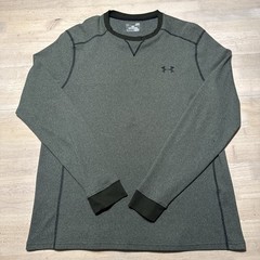 Under Armour Shirt Mens L Grreen Coldgear Base Layer Thermal Waffle Knit