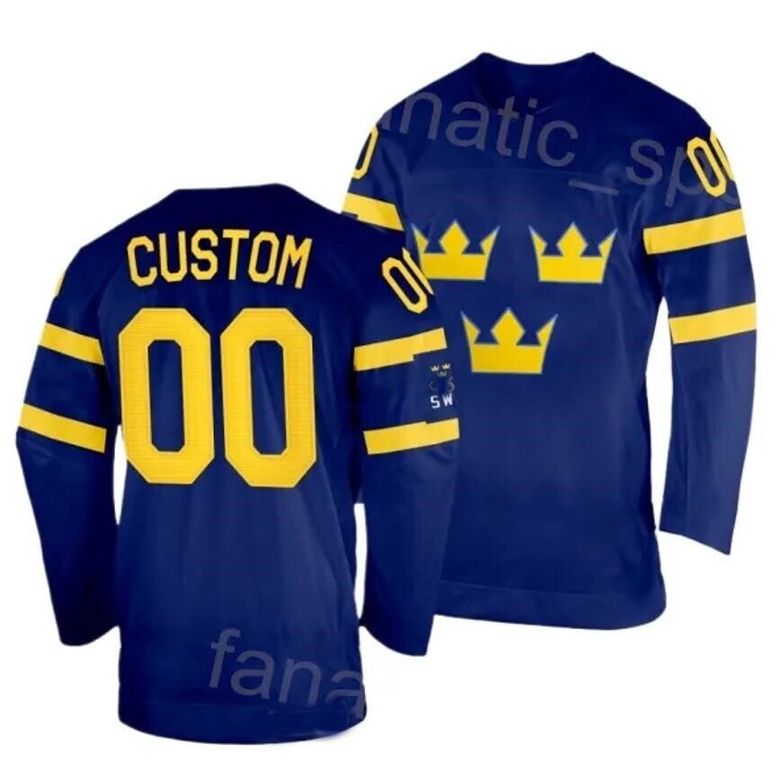 Custom Sweden Hockey Jersey Raymond 23 Dahlin 26 Zetterlund 49 Sewn Any Names gallery