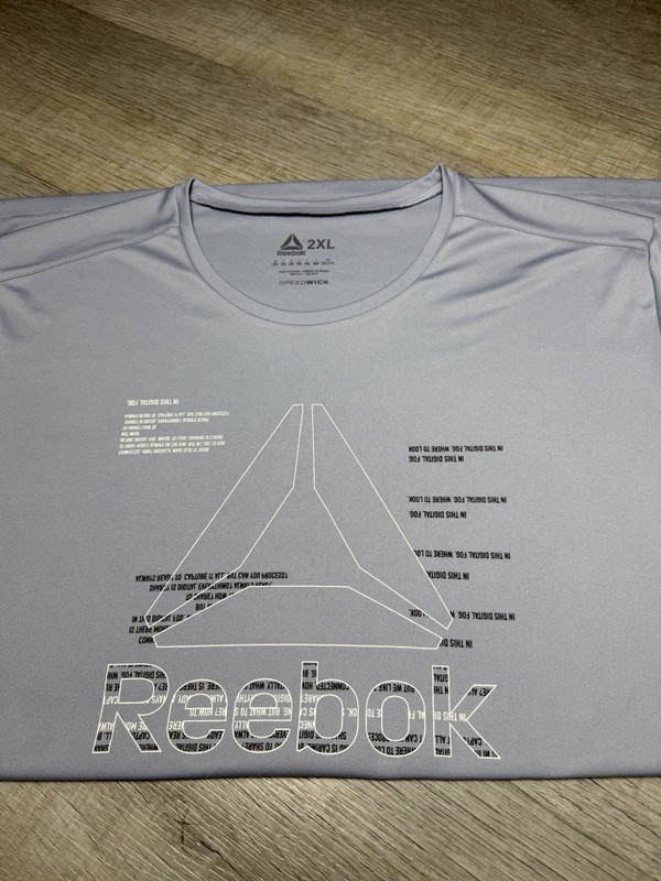 Reebok Speedwick Delta Triangle Work Out L. Grey Blue Tee Shirt Mens Size 2X gallery