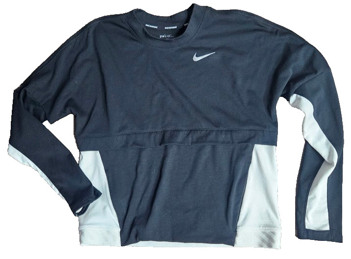 Nike Dri-Fit Black White Long Sleeve Shirt Top size Medium