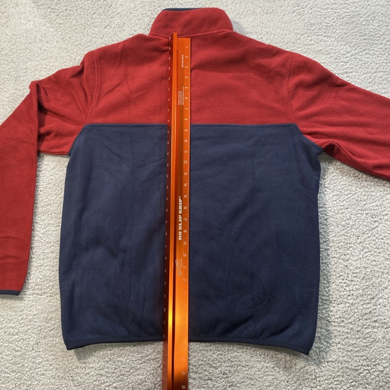 NWT Lands' End Fleece Pullover 1/4 Button Burgundy Navy Men's Medium FREE SHIP gallery