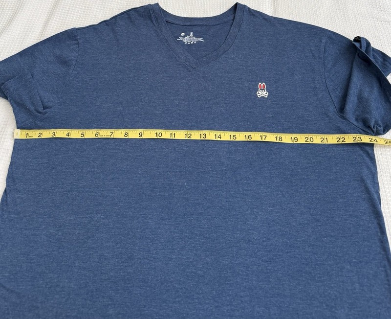 Psycho Bunny Shirt Mens XL Blue V-Neck Short Sleeve Stretch Casual Tee gallery