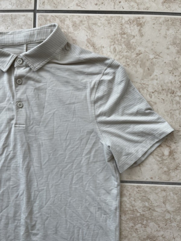Lululemon Evolution Short Sleeve Men's Polo Shirt Stripe Light Sports Golf Tee gallery