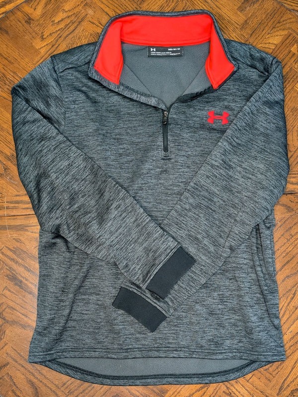 Under Armour Pullover - Men's M - Gray and Orange Quarter Zip Sweatshirt Jacket gallery