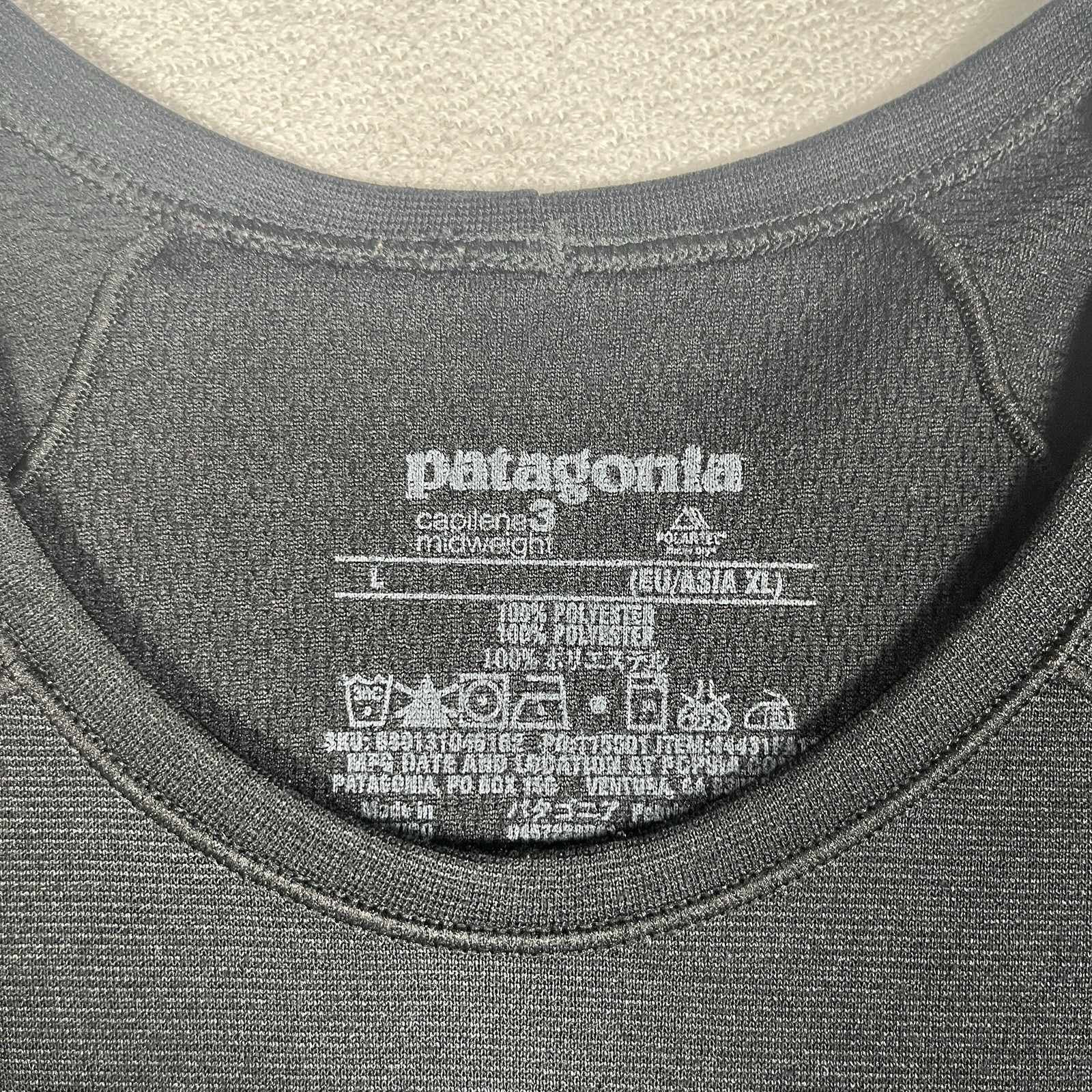 Patagonia Capilene 3 Midweight Crew Baselayer Men L Black L/S Polartec Shirt gallery
