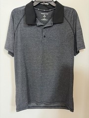 Kenneth Cole Active Men’s M Gray Black Polo Shirt Stretch Short Sleeve Logo
