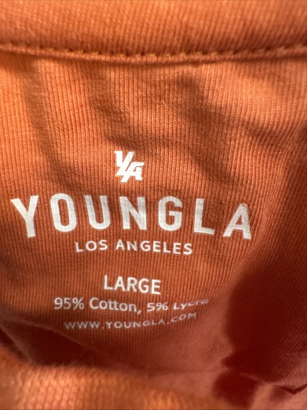 Young LA Men’s Muscle Tank Top Large Logo Bodybuilding Old English Orange gallery