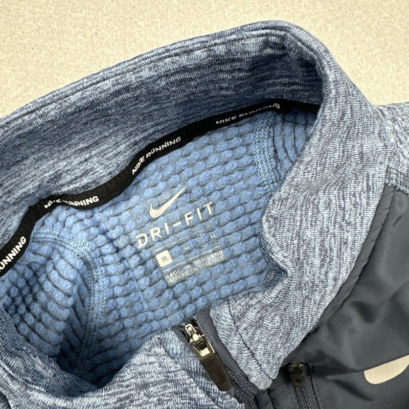Nike Sweater Men Medium Blue Heather Running 1/4 Zip Pullover Reflective M gallery