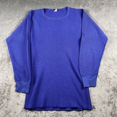 Vintage JE Morgan Thermal Shirt Mens Size XL Blue Waffle Knit Long Sleeve 80s
