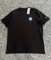 NWT Men’s Puma Forerunner Black/Light Blue Logo Short Sleeve T-Shirt Size L