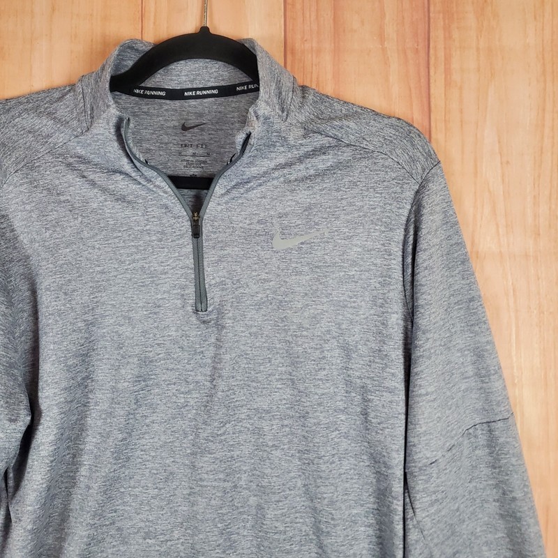 Nike Pacer Dri Fit Running Top Mens Medium Heather Gray Stretch Logo Half Zip gallery