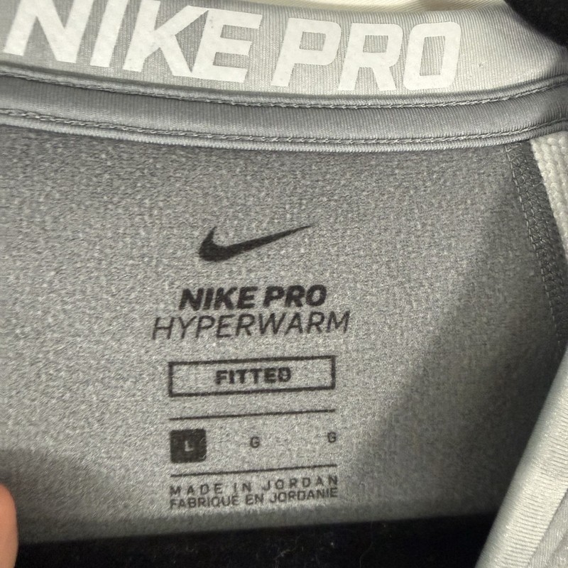 Nike Pro Hyperwarm Fitted Shirt Men's Large Grey Long Sleeve Fleece Lined gallery