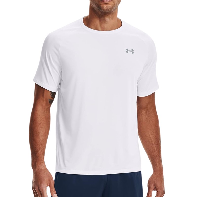 UNDER ARMOUR UA Tech 2.0 Logo Training T-Shirt sz L Large White Loose gallery