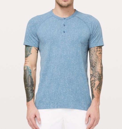 Lululemon Metal Vent Tech Henley T Shirt Men’s Size L Blue Short Sleeve gallery