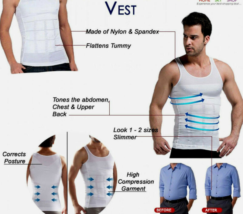 Men Slimming Tops Body Shaper Posture Corrector Vest Abdomen Compression T-Shirt gallery