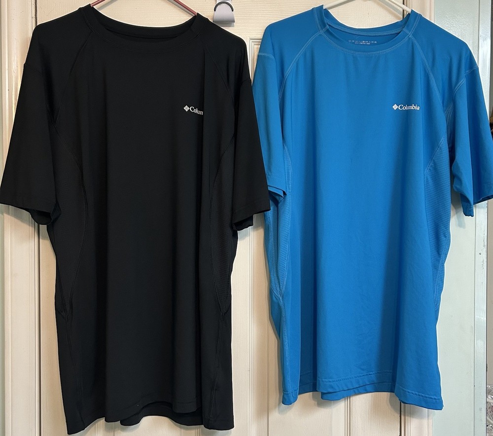 2 EA Omni Shade Columbia T Shirts Sun Protection Mesh Side XXL 2X Men Sportswear