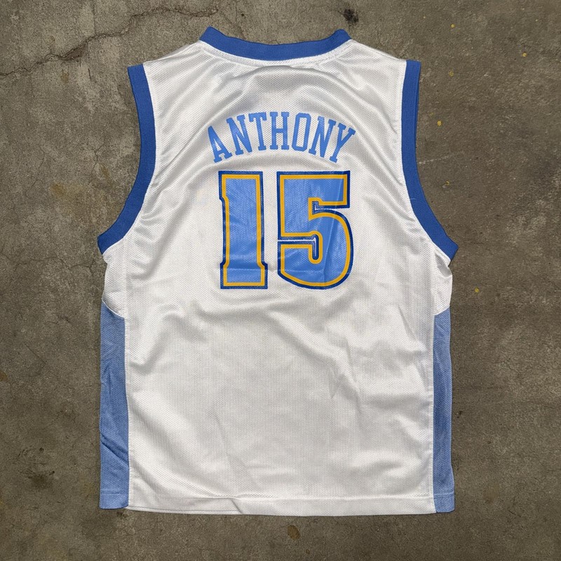 Vintage Reebok NBA Denver Nuggets Carmelo Anthony #15 Jersey – White/Light Blue gallery