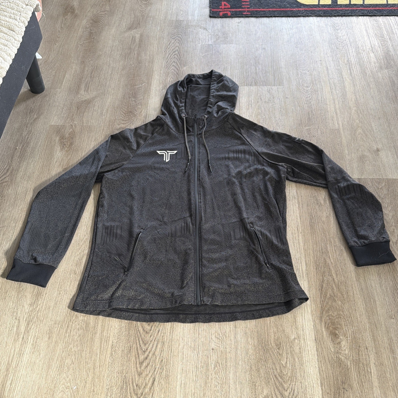 TAKEDOWN 3XL Sportswear Long Sleeve Jacket Hoodie Full Zip USA Gray Black Clean gallery