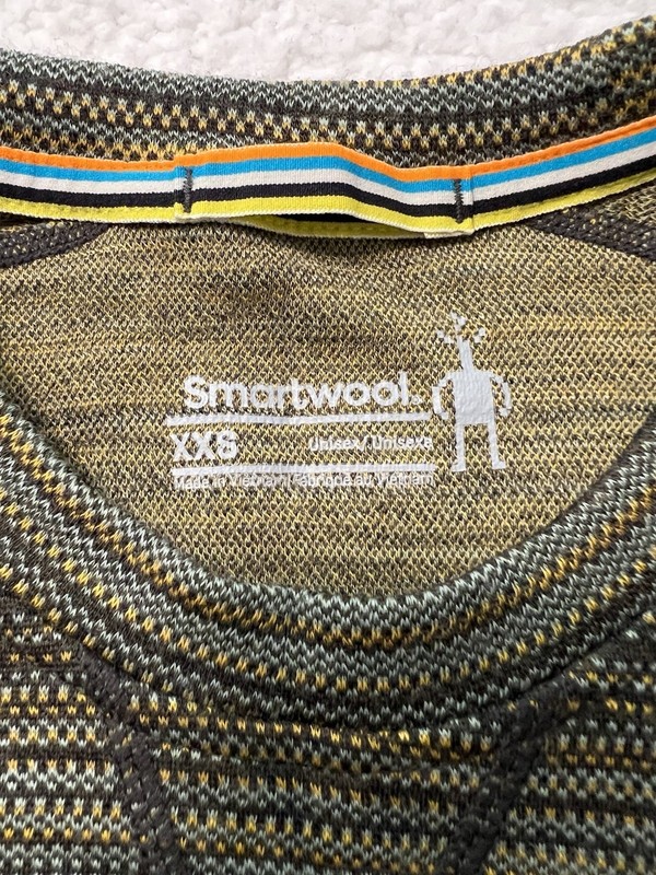 SmartWool Merino Wool Base Layer Unisex XXS Long Sleeve Crewneck Green Striped gallery