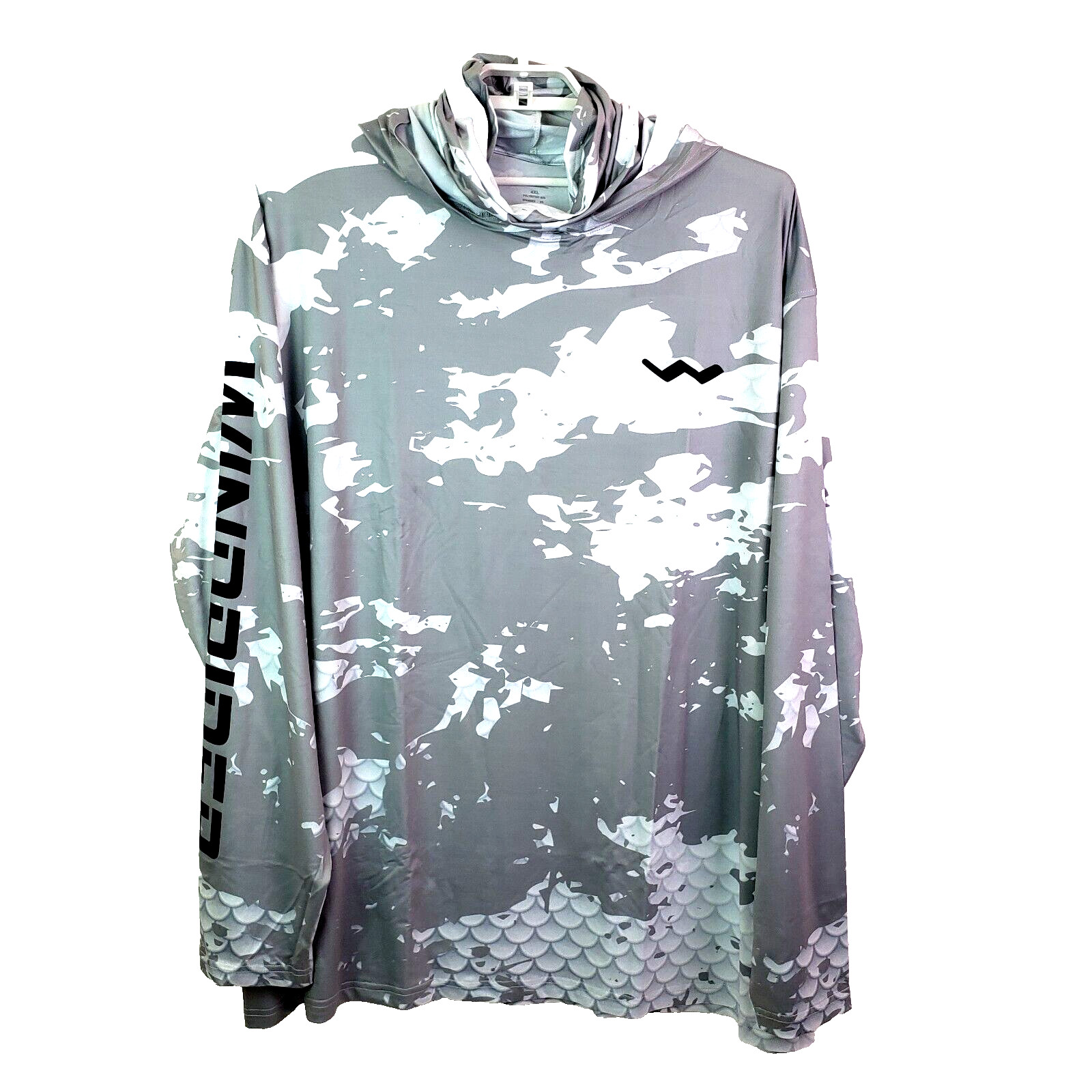 Helios Mens Size 4XL Scale Armor Grey Hooded Long Sleeve Fishing Shirt gallery
