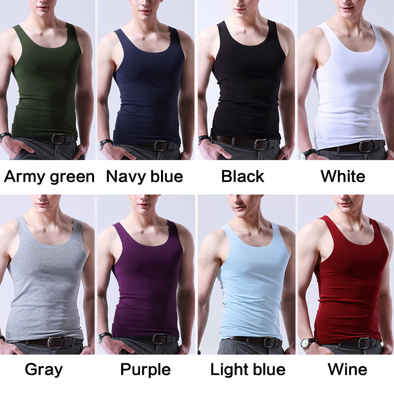 Men Summer Ice Silk Sleeveless Vest Tank Top Breathable Gym Sports Training gallery
