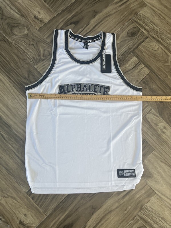 Alphalete Men’s Varsity Basketball Jersey - White , Size Large gallery
