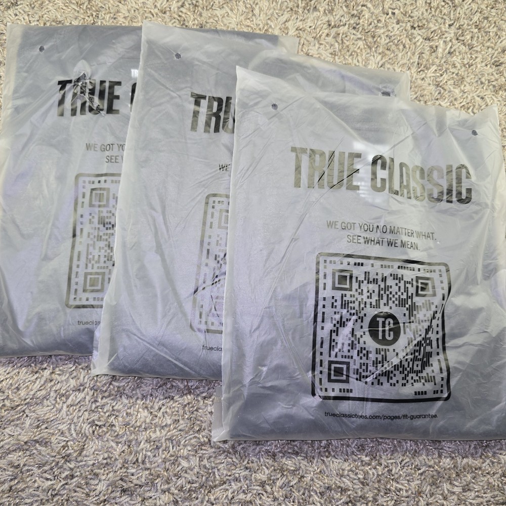 3x True Classic Long Sleeve Crew Lot Of 3 - Charcoal Heather Gray Sz L Classic