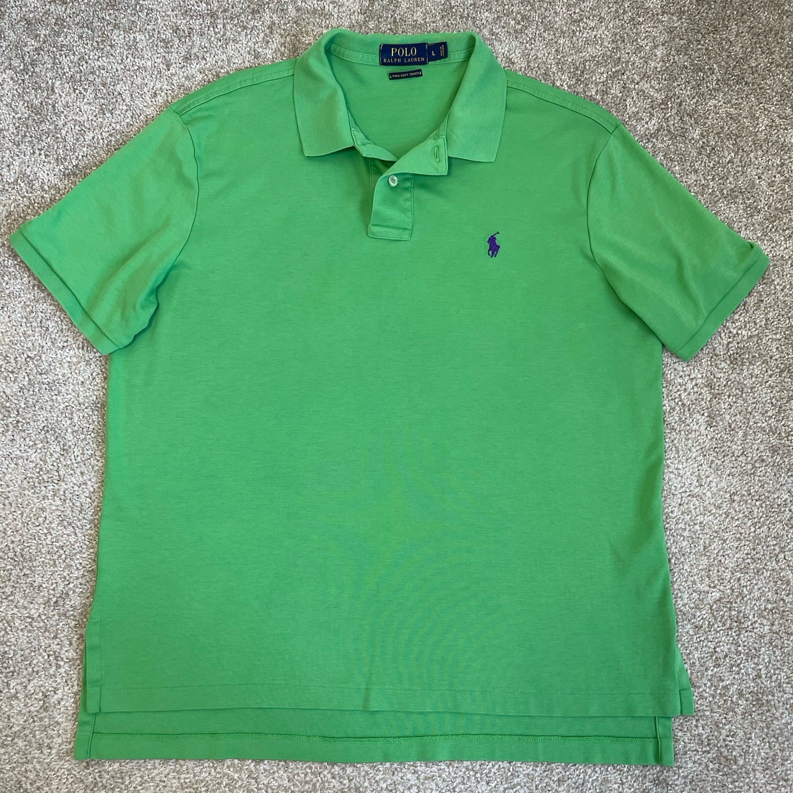 Polo Ralph Lauren Men's Pima Soft Touch Polo Shirt L Green Casual Preppy Golf gallery