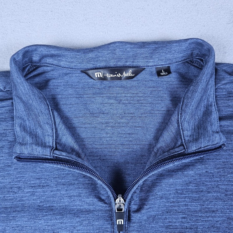 Travis Mathew Havasu 1/4 Zip Pullover Mens Large Blue Long Sleeve Golf Shirt gallery
