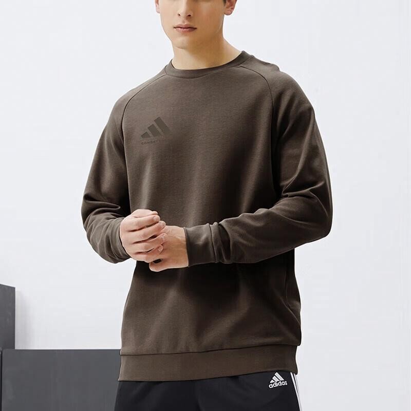 adidas Crew Neck Pullover Casual Long-Sleeve Sweatshirt Unisex Dark Brown gallery