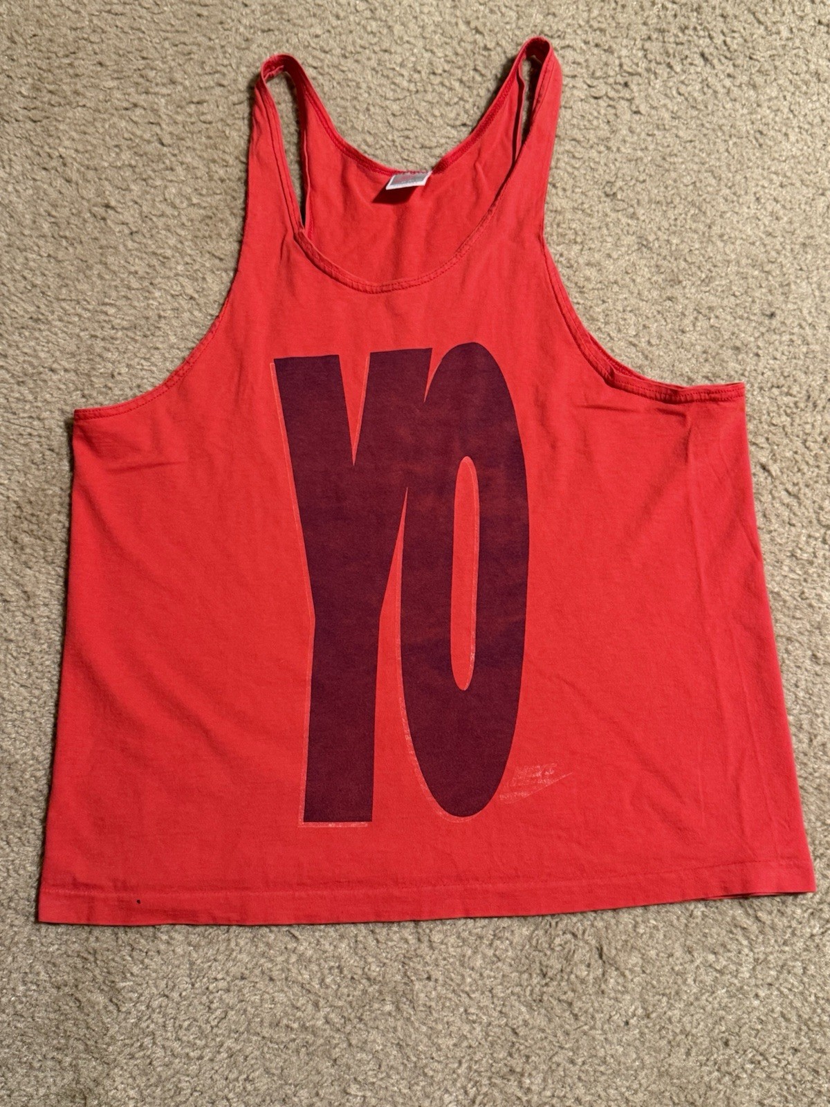 vintage 80s 90s NIKE USA Red Tall YO tank top Adult sz XL made in USA grey tag gallery
