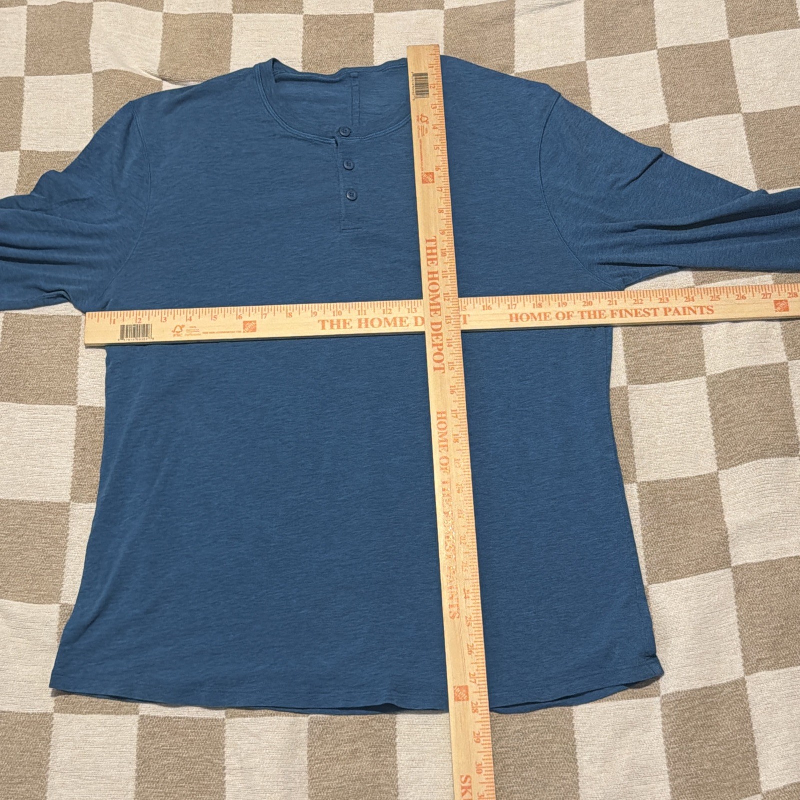 Lululemon 5 Year Basic Mens Long Sleeve Henley Heathered Pewter Blue, Size L/XL gallery