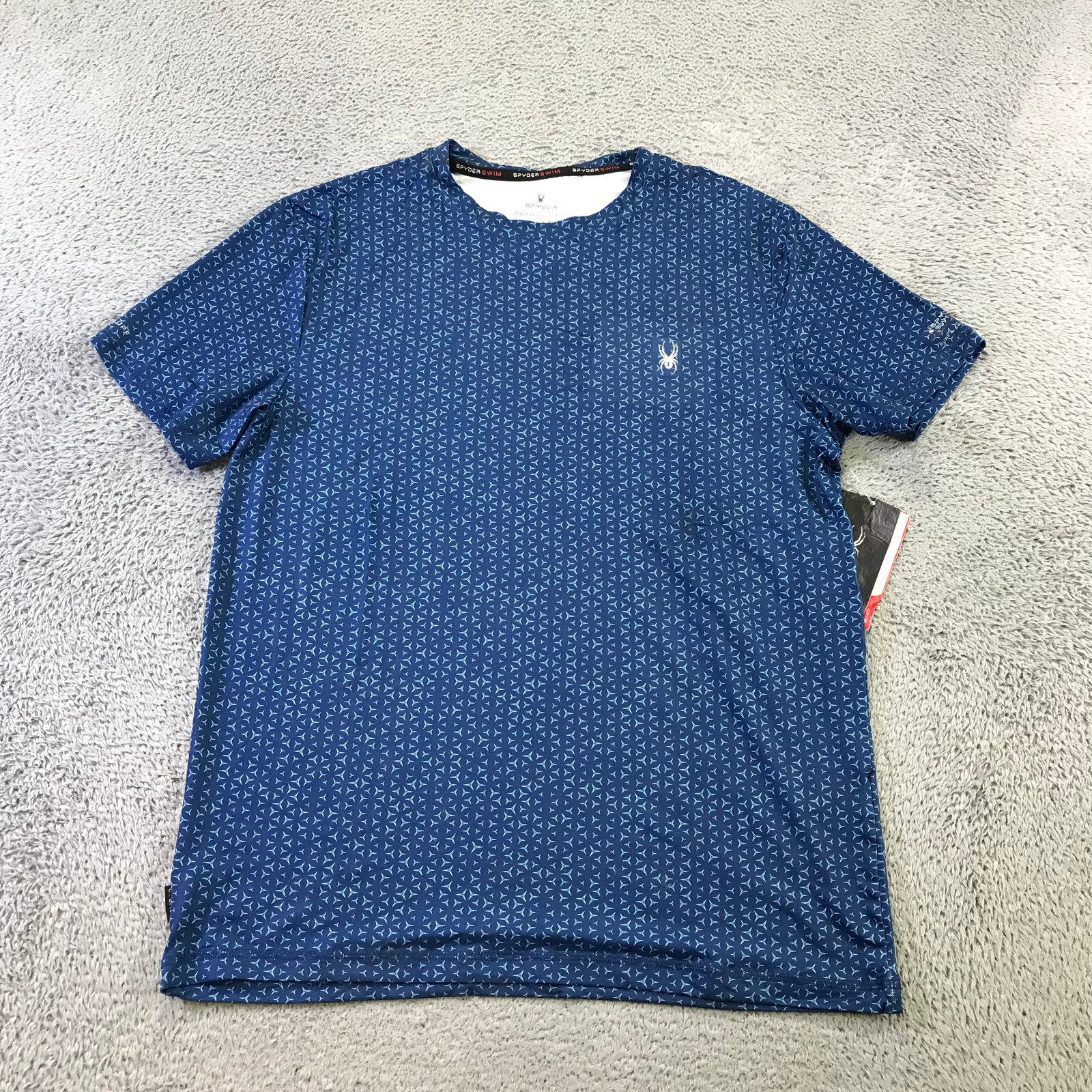 Spyder Shirt Mens Small Swim Rash Guard Shirt Abstract UPF 30 Surf Blue Casual gallery