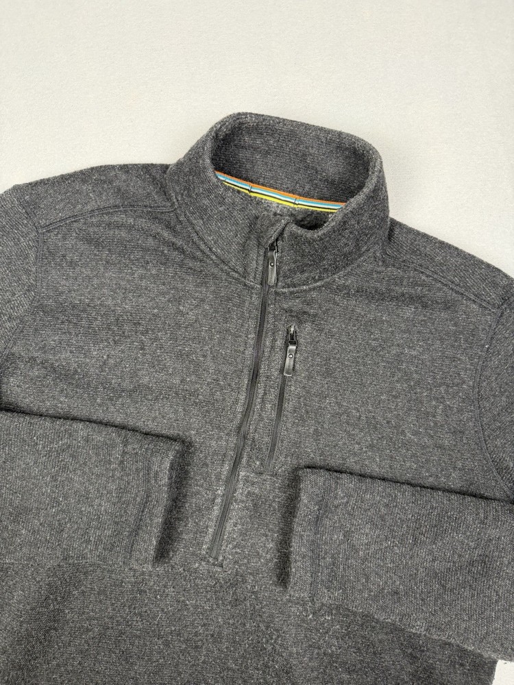 Smartwool Pullover Mens XL Gray Hudson Trail Fleece Sweater 1/2 Zip Merino Wool