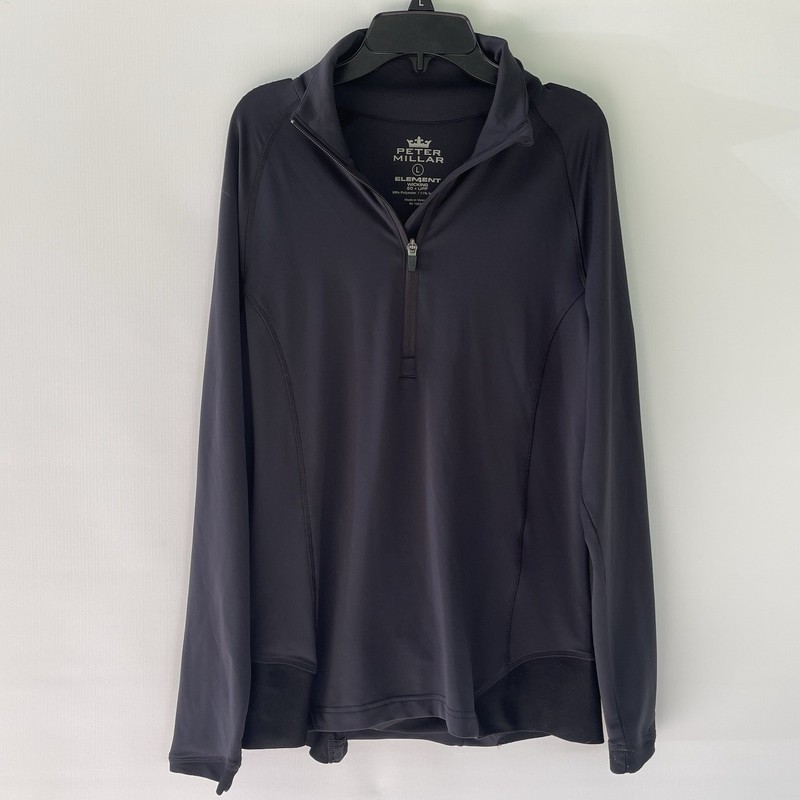 Peter Millar Element Wicking Jacket Black 1/4 Zip Cattail Creek Golf Size Large gallery