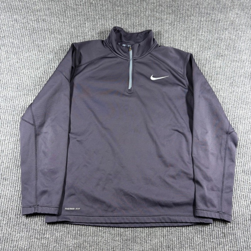Nike Pullover Men's L Therma-Fit Gray Quarter Zip Training Shirt 645383-570 gallery