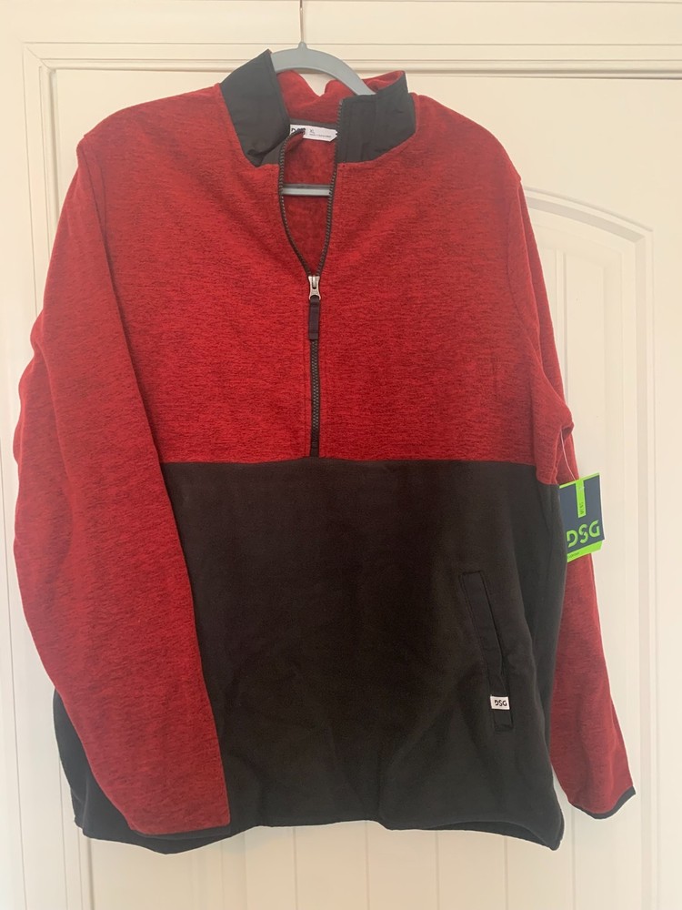 DSG Polar Fleece Half Pullover Zip Red/Black Soft Hoodie Size XL NWT